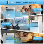 Aire Acondicionado Portátil de 8,000 BTU - Unidad de CA 3 en 1 Blanca (1 Paquete) para Habitaciones de hasta 350 Sq.Ft | Incluye Control Remoto, Kit para Ventana y Temporizador de 24H para Dormitorio