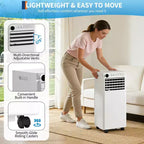Aire Acondicionado Portátil de 8,000 BTU - Unidad de CA 3 en 1 Blanca (1 Paquete) para Habitaciones de hasta 350 Sq.Ft | Incluye Control Remoto, Kit para Ventana y Temporizador de 24H para Dormitorio