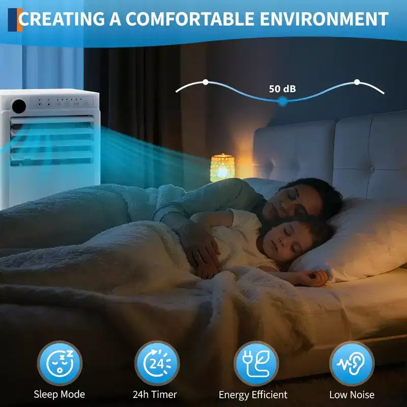 Aire Acondicionado Portátil de 8,000 BTU - Unidad de CA 3 en 1 Blanca (1 Paquete) para Habitaciones de hasta 350 Sq.Ft | Incluye Control Remoto, Kit para Ventana y Temporizador de 24H para Dormitorio