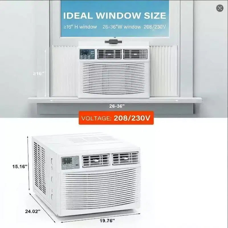 12,000 BTU Window AC - White Cool/Heat Unit (1 Pack) for Medium/Large Rooms | Energy Efficient with Easy Installation