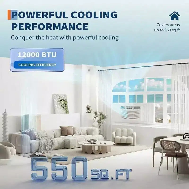 12,000 BTU Window AC - White Cool/Heat Unit (1 Pack) for Medium/Large Rooms | Energy Efficient with Easy Installation