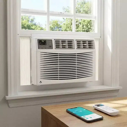 Aire acondicionado de ventana de 18,000 BTU - Unidad de frío/calor blanca (1 paquete) para habitaciones grandes | Eficiencia energética con fácil instalación