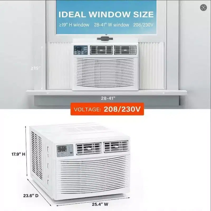 18,000 BTU Window AC - White Cool/Heat Unit (1 Pack) for Large Rooms | Energy Efficient with Easy Installation