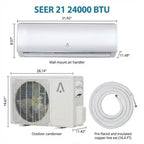 9,000 Btus Mini Split AC, 19 SEER2 Wall Mounted AC with Heat Pump & Installation Kits,Cools up to 450 Sq.Ft, WIFI and Remote Control, 115V