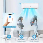 9,000 Btus Mini Split AC, 19 SEER2 Wall Mounted AC with Heat Pump & Installation Kits,Cools up to 450 Sq.Ft, WIFI and Remote Control, 115V