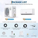 9,000 Btus Mini Split AC, 19 SEER2 Wall Mounted AC with Heat Pump & Installation Kits,Cools up to 450 Sq.Ft, WIFI and Remote Control, 115V