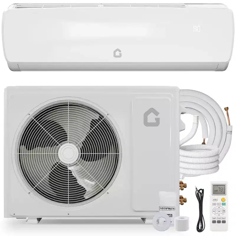 9000 BTU Mini Split AC System 19 SEER2 Wall-Mounted Ductless Heat Pump 3-in-1 Cooling Heating Dehumidifier 115V Inverter for Rooms Up to 450 Sq Ft