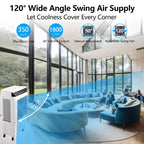 Portable Evaporative Swamp Cooler with 120 Oscillation, 3 Modes & Speeds, Water Cooling Fan for Indoor/Outdoor Patio, Garage & Commercial Use