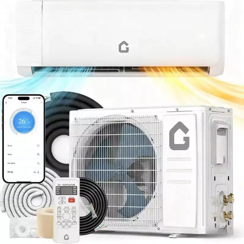 Aire acondicionado/bomba de calor Mini Split de 18.000 BTU y 23 SEER2 - WiFi/Alexa, ultrasilencioso, 208-230 V, blanco, enfría/calienta 116 m², kit de instalación completo