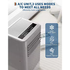 8,000 BTU 3-in-1 Portable AC - Grey (NPLI9A-05CX1E), 1 Unit, Quiet 2-Speed Cooling for Home/Dorm/Office, Includes Window Kit & Remote