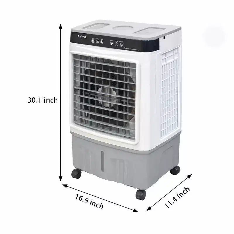 Portable Air Conditioner Fan - 3-Speed White+Grey Evaporative Cooler (1 Pack) | 31L Capacity with Remote for Bedroom/Dorm/Office