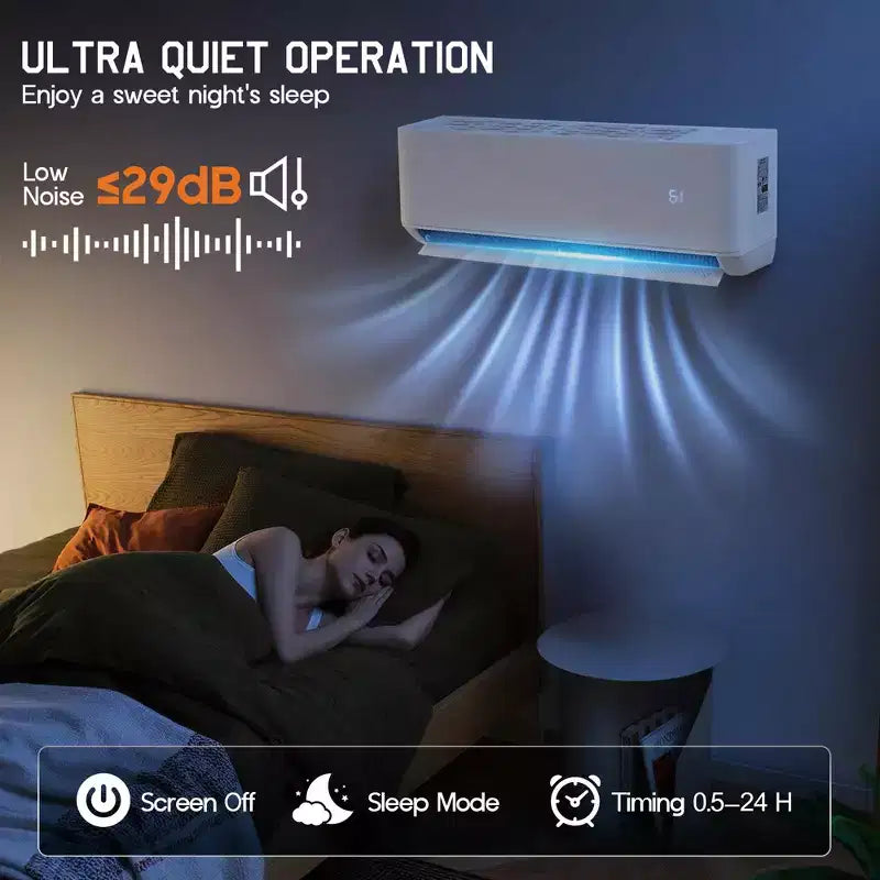 AMERLIFE 3 Zone Mini Split AC System 28K BTU ( 12K+12K+12K ) WiFi Control, 22 SEER2, White