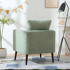 Sillón tapizado verde 26.77 con patas de madera maciza