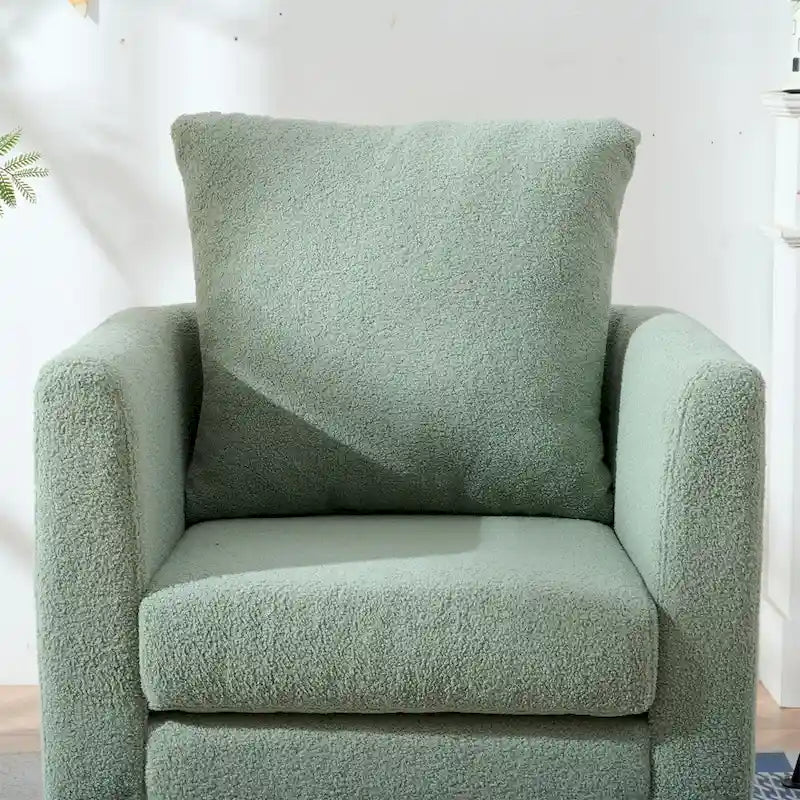 Sillón tapizado verde 26.77 con patas de madera maciza
