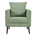 Sillón tapizado verde 26.77 con patas de madera maciza