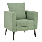 Sillón tapizado verde 26.77 con patas de madera maciza