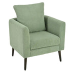 Sillón tapizado verde 26.77 con patas de madera maciza