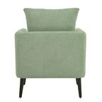 Sillón tapizado verde 26.77 con patas de madera maciza