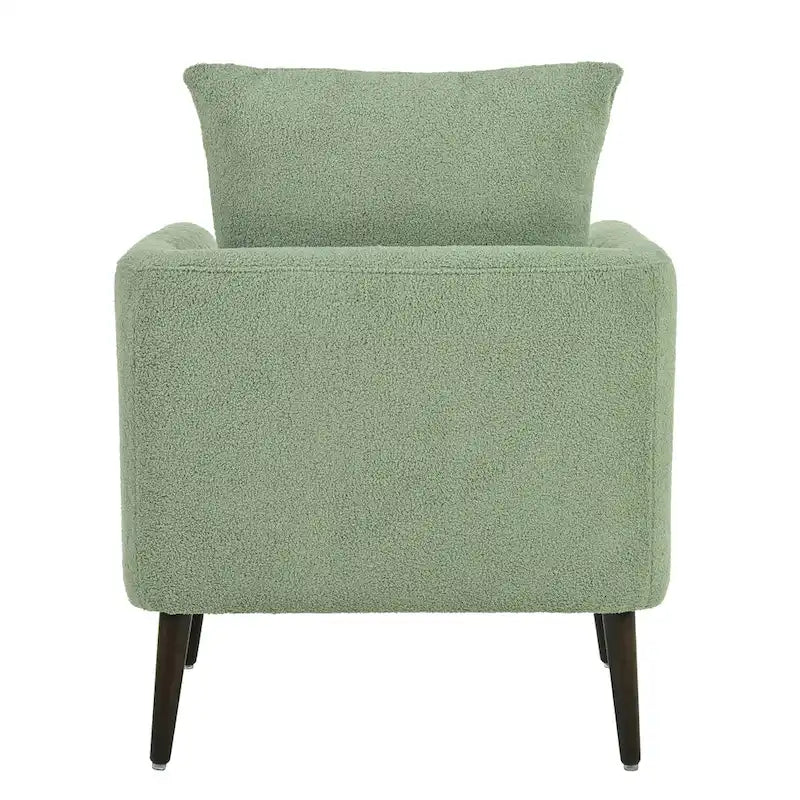 Sillón tapizado verde 26.77 con patas de madera maciza