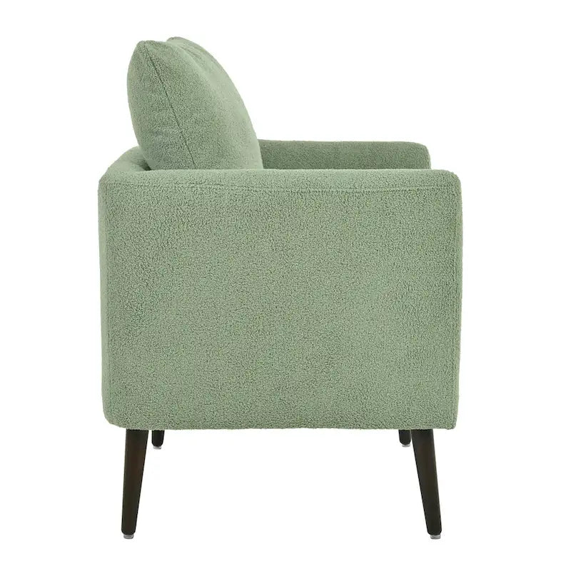 Sillón tapizado verde 26.77 con patas de madera maciza