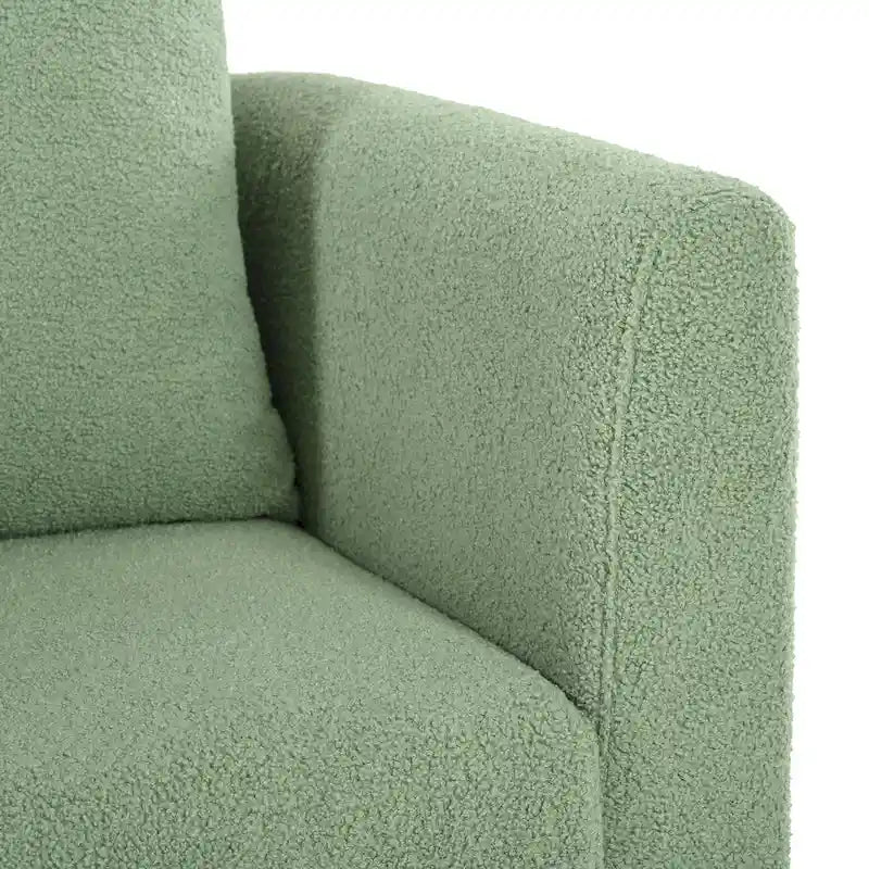 Sillón tapizado verde 26.77 con patas de madera maciza