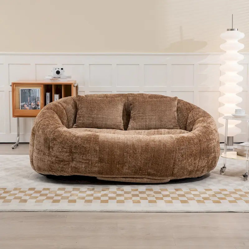 Sillón Chaise Lounge Moderno de Chenilla Café 59