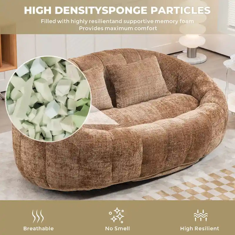 Sillón Chaise Lounge Moderno de Chenilla Café 59