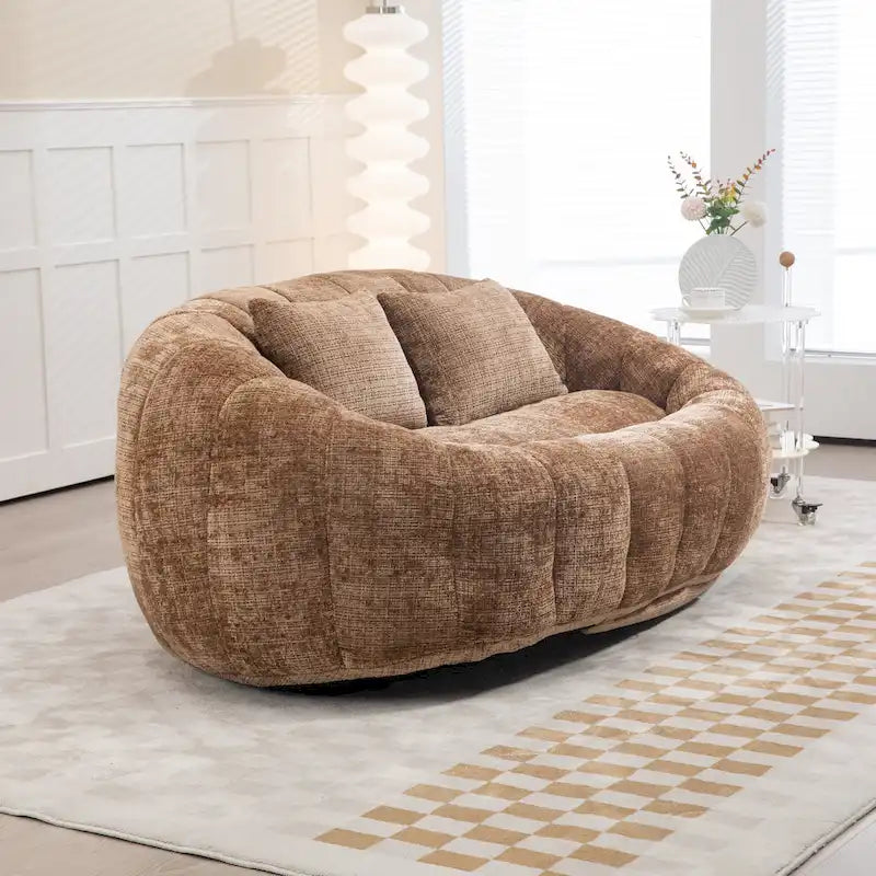 Sillón Chaise Lounge Moderno de Chenilla Café 59