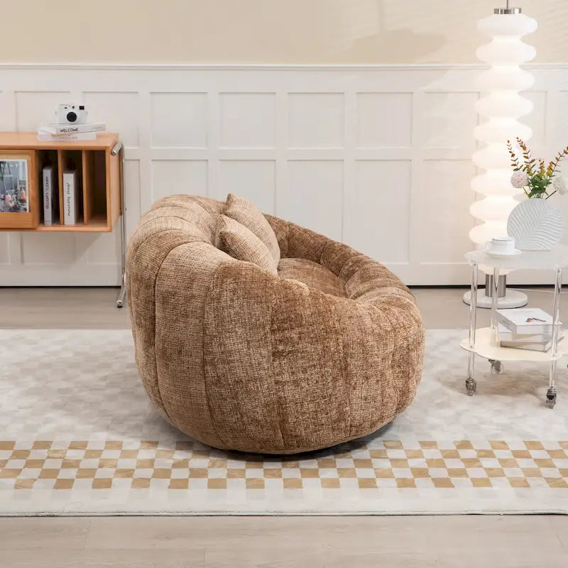 Sillón Chaise Lounge Moderno de Chenilla Café 59