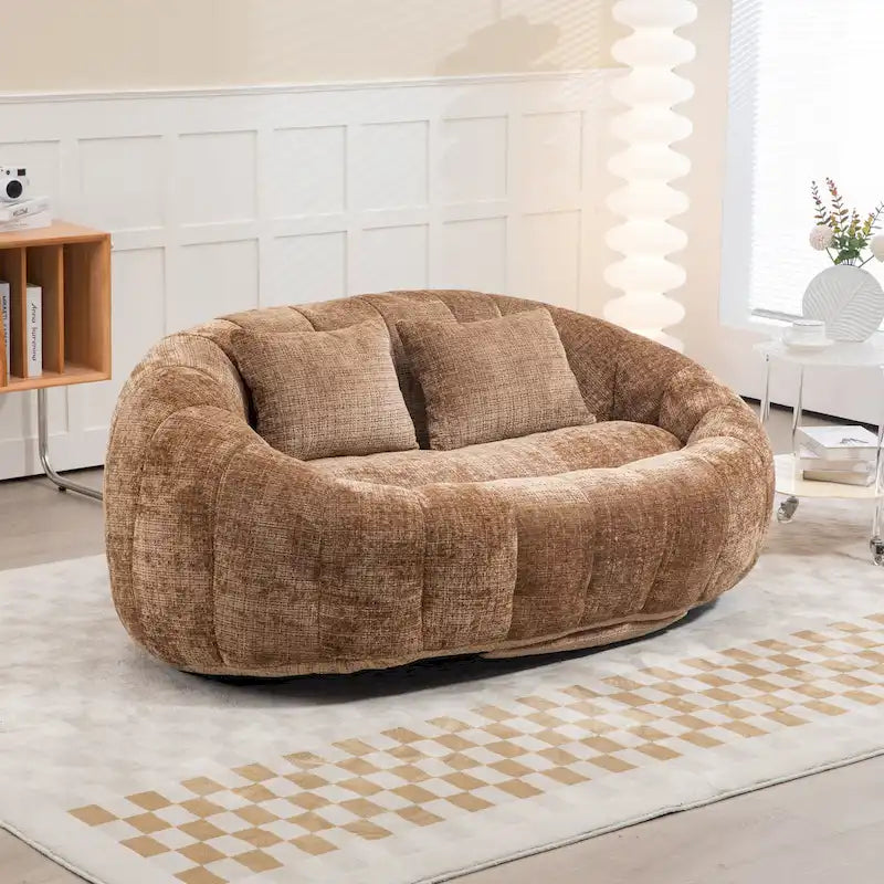 Sillón Chaise Lounge Moderno de Chenilla Café 59