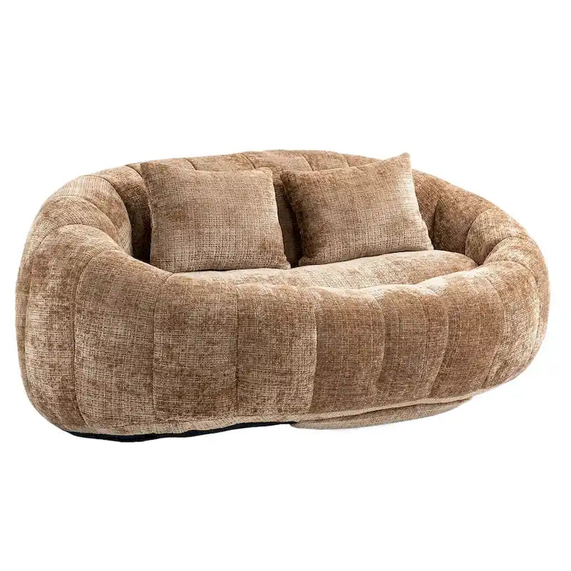 Sillón Chaise Lounge Moderno de Chenilla Café 59