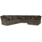 Seccional Reclinable de 6 Piezas Top Tier Marrón con Chaise - 147W x 134D x 41H