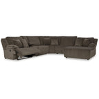 Seccional Reclinable de 6 Piezas Top Tier Marrón con Chaise - 147W x 134D x 41H