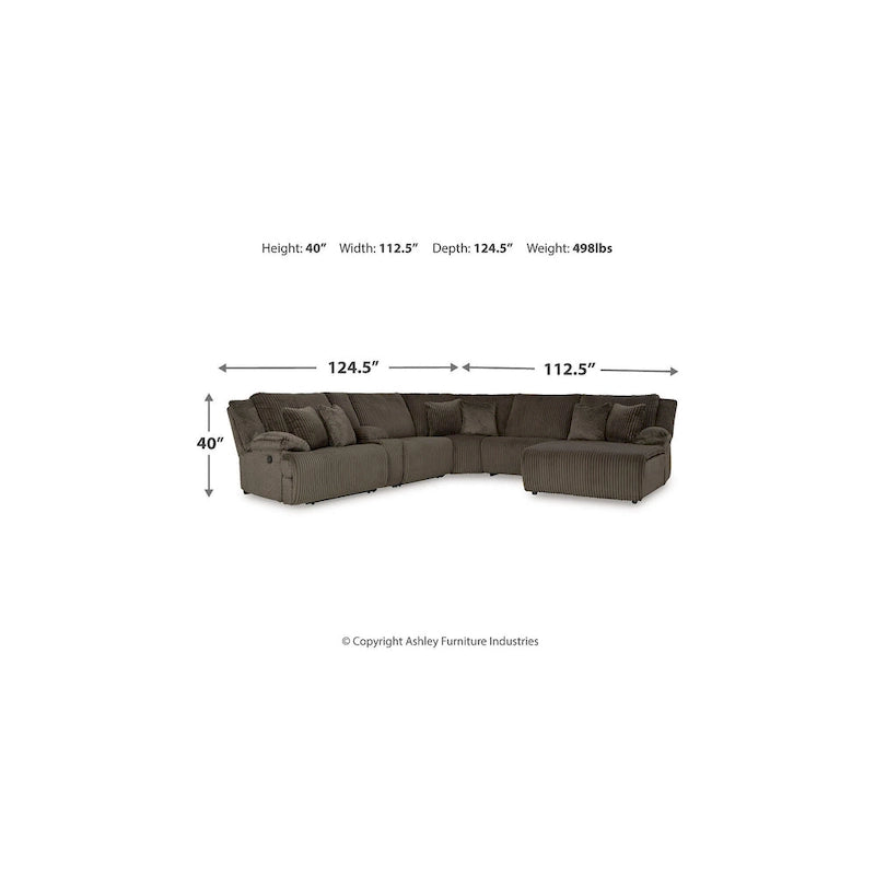 Seccional Reclinable de 6 Piezas Top Tier Marrón con Chaise - 147W x 134D x 41H