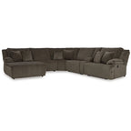 Seccional Reclinable de 6 Piezas Top Tier Marrón con Chaise - 147W x 134D x 41H