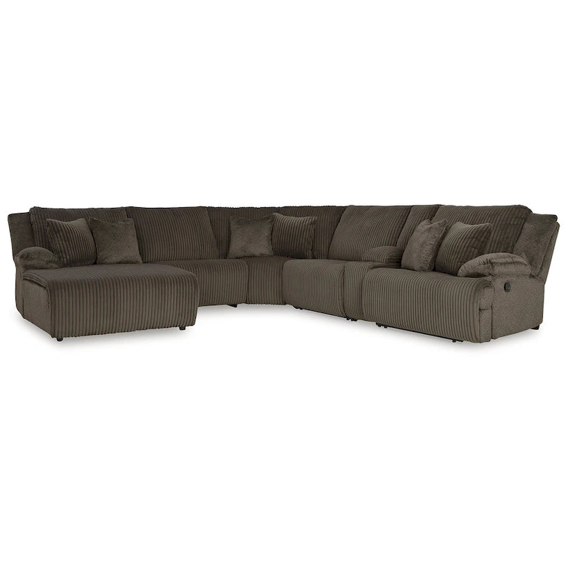 Seccional Reclinable de 6 Piezas Top Tier Marrón con Chaise - 147W x 134D x 41H