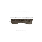 Seccional Reclinable de 6 Piezas Top Tier Marrón con Chaise - 147W x 134D x 41H