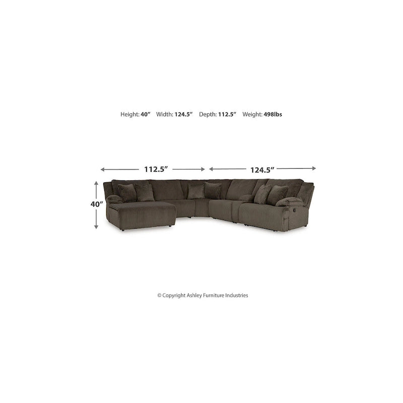 Seccional Reclinable de 6 Piezas Top Tier Marrón con Chaise - 147W x 134D x 41H