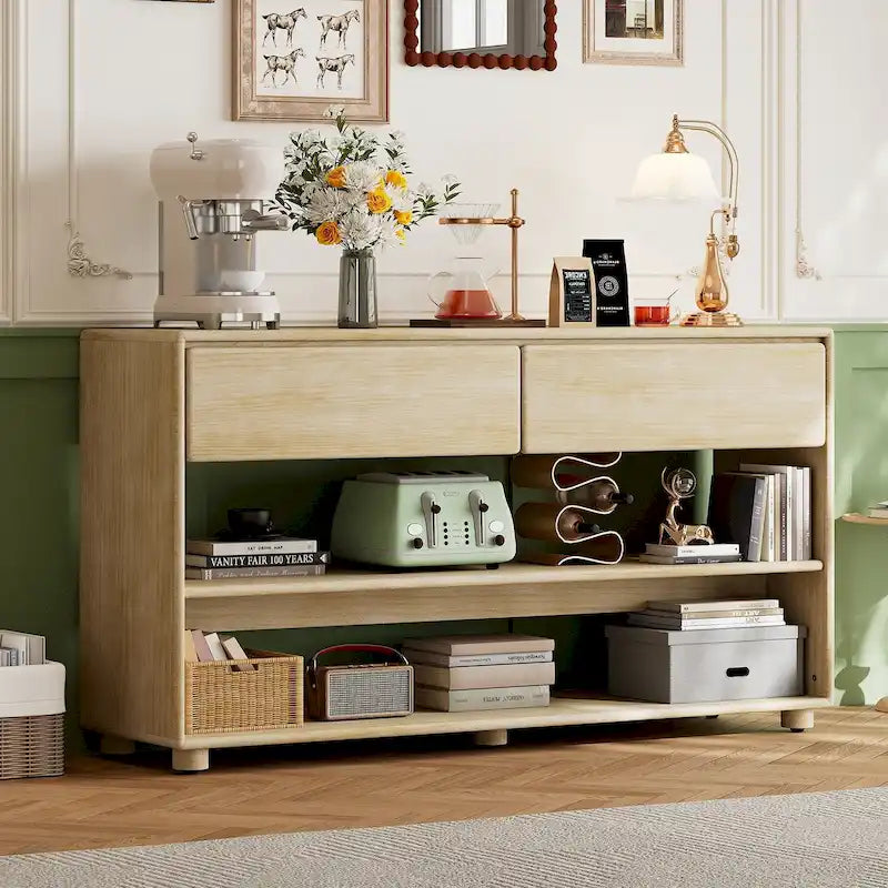 Mesa consola con cajones y estantes para sala de estar, recibidor