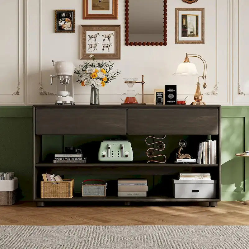 Mesa consola con cajones y estantes para sala de estar, recibidor