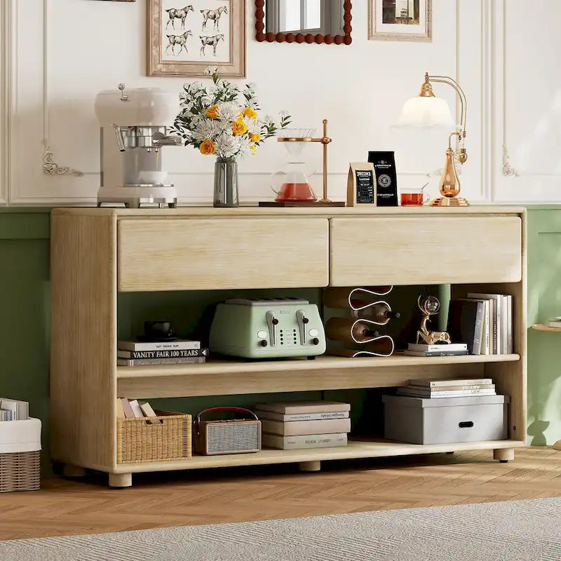 Mesa consola con cajones y estantes para sala de estar, recibidor