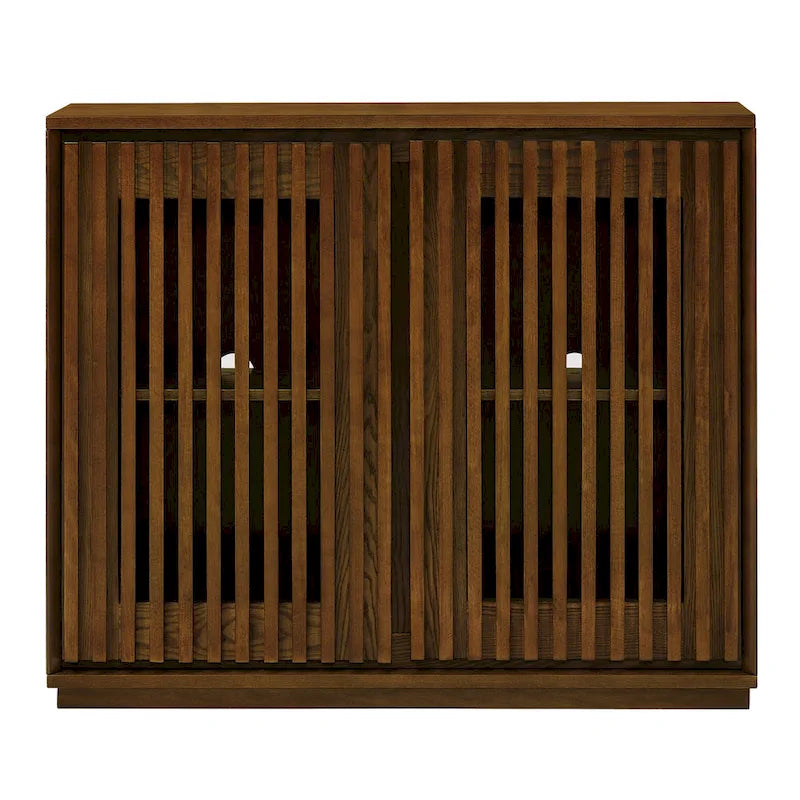 Aparador moderno acanalado y ahuecado con 2 orificios para cables, mueble de almacenamiento tipo buffet, gabinete de almacenamiento para sala de estar