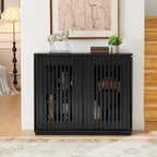 Aparador moderno acanalado y ahuecado con 2 orificios para cables, mueble de almacenamiento tipo buffet, gabinete de almacenamiento para sala de estar