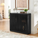 Aparador moderno acanalado y ahuecado con 2 orificios para cables, mueble de almacenamiento tipo buffet, gabinete de almacenamiento para sala de estar