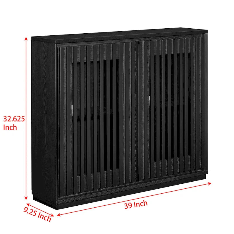 Aparador moderno acanalado y ahuecado con 2 orificios para cables, mueble de almacenamiento tipo buffet, gabinete de almacenamiento para sala de estar