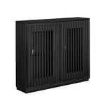 Aparador moderno acanalado y ahuecado con 2 orificios para cables, mueble de almacenamiento tipo buffet, gabinete de almacenamiento para sala de estar