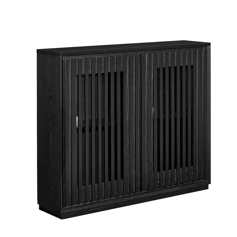 Aparador moderno acanalado y ahuecado con 2 orificios para cables, mueble de almacenamiento tipo buffet, gabinete de almacenamiento para sala de estar