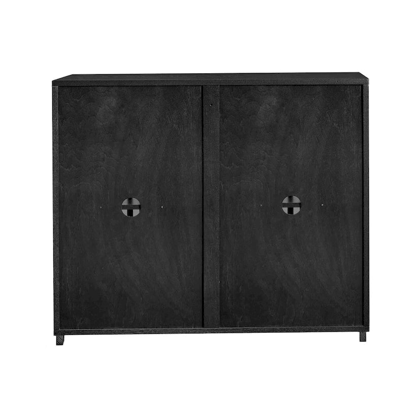 Aparador moderno acanalado y ahuecado con 2 orificios para cables, mueble de almacenamiento tipo buffet, gabinete de almacenamiento para sala de estar