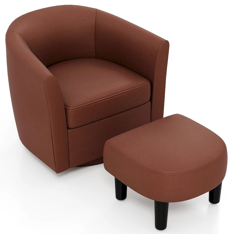 Sillón Giratorio con Otomana Reposapiés y Respaldo Curvo