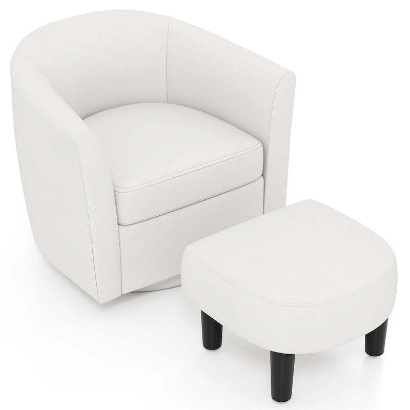 Sillón Giratorio con Otomana Reposapiés y Respaldo Curvo